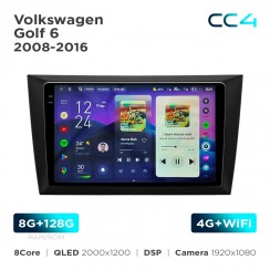 Штатна магнітола Teyes CC4 2k 8+128 Gb Volkswagen Golf 6 2008-2016 9"