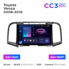 Штатна магнітола Teyes CC3 2k 4+32 Gb Toyota Venza 2008-2016 9"