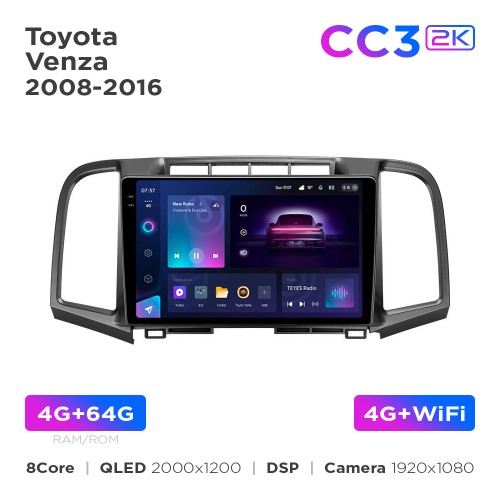 Штатная магнитола Teyes CC3 2k 4+64 Gb Toyota Venza 2008-2016 9"