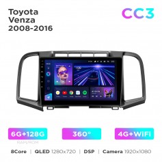 Штатна магнітола Teyes CC3 6+128 Gb 360° Toyota Venza 2008-2016 9"