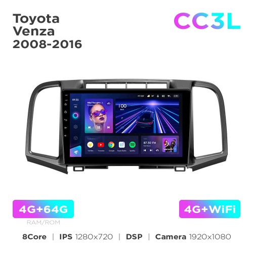 Штатная магнитола Teyes CC3L 4+64 Gb Toyota Venza 2008-2016 9"