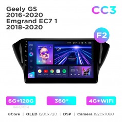 Штатна магнітола Teyes CC3 6+128 Gb 360° Geely GS 2016-2020 / Emgrand EC7 1 2018-2020 (F2) 10"