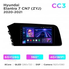 Штатна магнітола Teyes CC3 6+128 Gb 360° Hyundai Elantra 7 CN7 (ZYJ) 2020-2021 9"