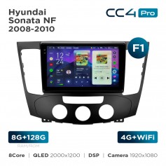 Штатная магнитола Teyes CC4 Pro 2k 8+128 Gb Hyundai Sonata NF 2008-2010 (F1) 9"