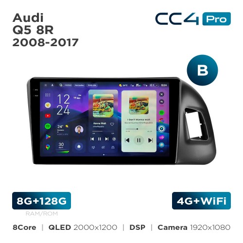 Штатна магнітола Teyes CC4 Pro 2k 8+128 Gb Audi Q5 8R 2008-2017 (B) 9"