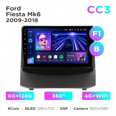 Штатна магнітола Teyes CC3 6+128 Gb 360° Ford Fiesta Mk6 2009-2018 (F1) (B) 9"