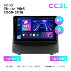Штатная магнитола Teyes CC3L 4+64 Gb Ford Fiesta Mk6 2009-2018 (F1) (B) 9"