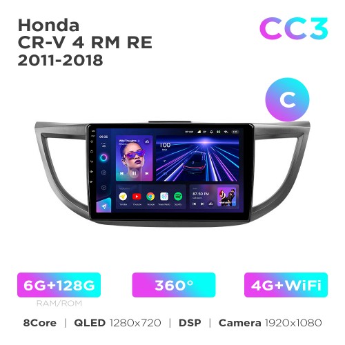 Штатна магнітола Teyes CC3 6+128 Gb 360° Honda CR-V 4 RM RE 2011-2018 (C) 9