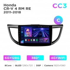 Штатная магнитола Teyes CC3 6+128 Gb 360° Honda CR-V 4 RM RE 2011-2018 (C) 10"