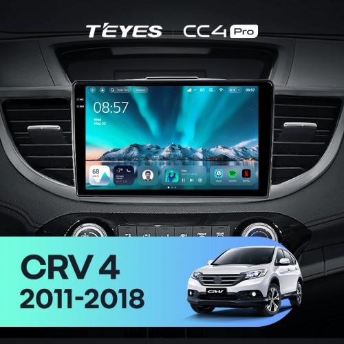 Штатна магнітола Teyes CC4 Pro 2k 12+256 Gb Honda CR-V 4 RM RE 2011-2018 (C) 10"