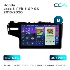 Штатна магнітола Teyes CC4 2k 6+64 Gb Honda Jazz 3 / Fit 3 GP GK 2013-2020 (B) 10"