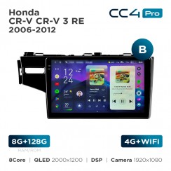 Штатная магнитола Teyes CC4 Pro 2k 8+128 Gb Honda Jazz 3 / Fit 3 GP GK 2013-2020 (B) 10"