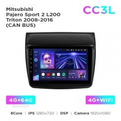 Штатна магнітола Teyes CC3L 4+64 Gb Mitsubishi Pajero Sport 2 L200 Triton 2008-2016 (CAN BUS) 9"