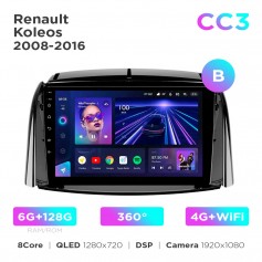 Штатна магнітола Teyes CC3 6+128 Gb 360° Renault Koleos 2008-2016 (B) 9"