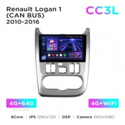 Штатна магнітола Teyes CC3L 4+64 Gb Renault Logan 1 2010-2016 (CAN BUS) 9"