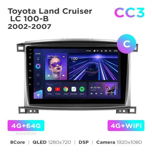 Штатна магнітола Teyes CC3 4+64 Gb Toyota Land Cruiser LC 100-B 2002-2007 (C) 10"