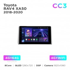 Штатна магнітола Teyes CC3 4+64 Gb Toyota RAV4 XA50 (1 Din) 2018-2023 10"