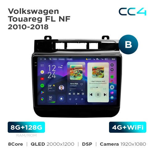 Штатная магнитола Teyes CC4 2k 8+128 Gb Volkswagen Touareg FL NF 2010-2018 (B) 9"