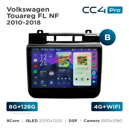 Штатная магнитола Teyes CC4 Pro 2k 8+128 Gb Volkswagen Touareg FL NF 2010-2018 (B) 9"