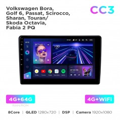 Штатна магнітола Teyes CC3 4+64 Gb Volkswagen Bora, Golf 6, Passat, Scirocco, Sharan, Touran / Skoda Octavia, Fabia 2 PQ 10"