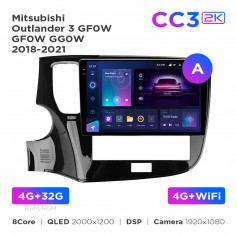 Штатна магнітола Teyes CC3 2k 4+32 Gb Mitsubishi Outlander 3 GF0W GF0W GG0W 2018-2021 10"