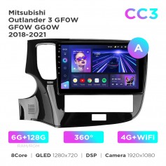 Штатна магнітола Teyes CC3 6+128 Gb 360° Mitsubishi Outlander 3 GF0W GF0W GG0W 2018-2021 10"