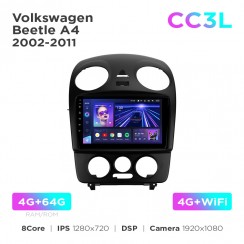 Штатна магнітола Teyes CC3L 4+64 Gb Volkswagen Beetle A4 2002-2011 9"