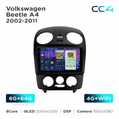 Штатна магнітола Teyes CC4 2k 6+64 Gb Volkswagen Beetle A4 2002-2011 9"