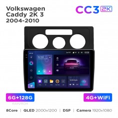 Штатна магнітола Teyes CC3 2k 6+128 Gb Volkswagen Caddy 2K 3 2004-2010 10"