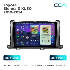 Штатная магнитола Teyes CC4 2k 8+128 Gb Toyota Sienna 3 XL30 2010-2014 9"