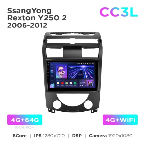 Штатная магнитола Teyes CC3L 4+64 Gb SsangYong Rexton Y250 2 2006-2012 10"