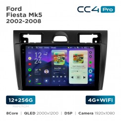 Штатная магнитола Teyes CC4 Pro 2k 12+256 Gb Ford Fiesta Mk5 2002-2008 9"