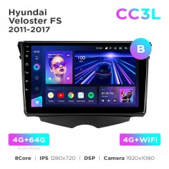 Штатная магнитола Teyes CC3L 4+64 Gb Hyundai Veloster FS 2011-2017 (B) 9"