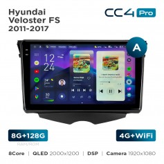 Штатная магнитола Teyes CC4 Pro 2k 8+128 Gb Hyundai Veloster FS 2011-2017 (A) 9"