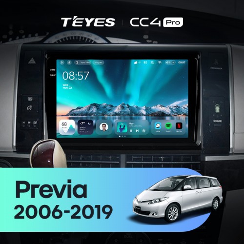 Штатна магнітола Teyes CC4 Pro 2k 8+128 Gb Toyota Previa XR50 2006-2019 9"