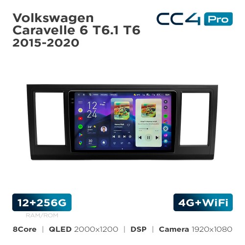 Штатна магнітола Teyes CC4 Pro 2k 12+256 Gb Volkswagen Caravelle 6 T6.1 T6 2015-2020 9"