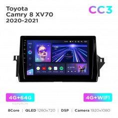 Штатна магнітола Teyes CC3 4+64 Gb Toyota Camry 8 XV70 (1 Din) 2020-2023 10"