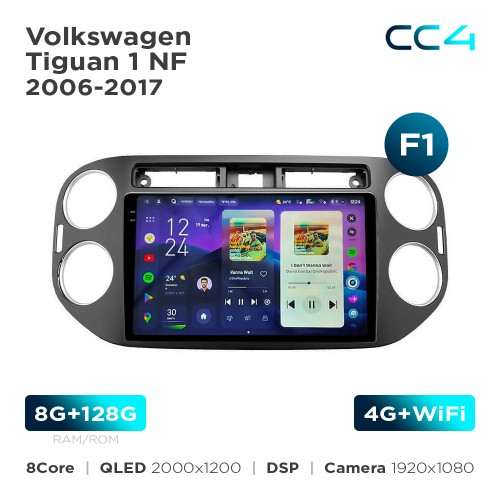 Штатна магнітола Teyes CC4 2k 8+128 Gb Volkswagen Tiguan 1 NF 2006-2017 (F1) 9"