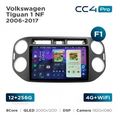 Штатная магнитола Teyes CC4 Pro 2k 12+256 Gb Volkswagen Tiguan 1 NF 2006-2017 (F1) (24mm) 9"