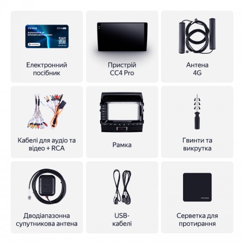 Штатная магнитола Teyes CC4 Pro 2k 12+256 Gb Toyota Land Cruiser 200 11 2007-2015 (F2) (A) 9"