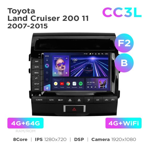 Штатная магнитола Teyes CC3L 4+64 Gb Toyota Land Cruiser 200 11 2007-2015 (F2) (B) 9"