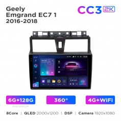 Штатная магнитола Teyes CC3 2k 6+128 Gb 360° Geely Emgrand EC7 1 2016-2018 9"