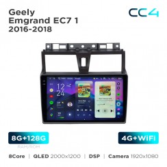 Штатна магнітола Teyes CC4 2k 8+128 Gb Geely Emgrand EC7 1 2016-2018 9"