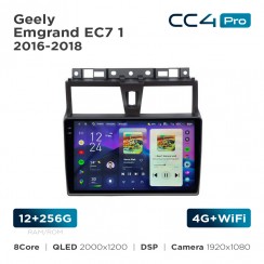 Штатная магнитола Teyes CC4 Pro 2k 12+256 Gb Geely Emgrand EC7 1 2016-2018 9"