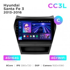 Штатна магнітола Teyes CC3L 4+64 Gb Hyundai Santa Fe 3 2013-2016 (C) 9"
