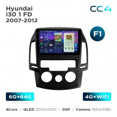 Штатная магнитола Teyes CC4 2k 6+64 Gb Hyundai i30 1 FD 2007-2012 (F1) 9"