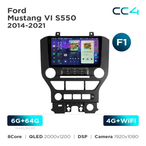 Штатная магнитола Teyes CC4 2k 6+64 Gb Ford Mustang VI S550 2014-2021 (F1) 9"