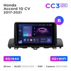 Штатна магнітола Teyes CC3 2k 4+64 Gb Honda Accord 10 CV 2017-2021 (B) 9"