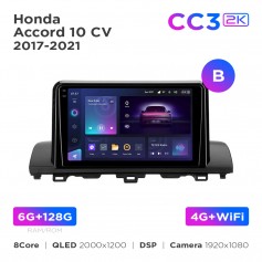 Штатная магнитола Teyes CC3 2k 6+128 Gb Honda Accord 10 CV 2017-2021 (B) 9"