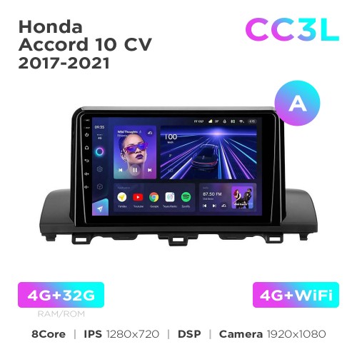 Штатна магнітола Teyes CC3L 4+32 Gb Honda Accord 10 CV 2017-2021 (A) 9"